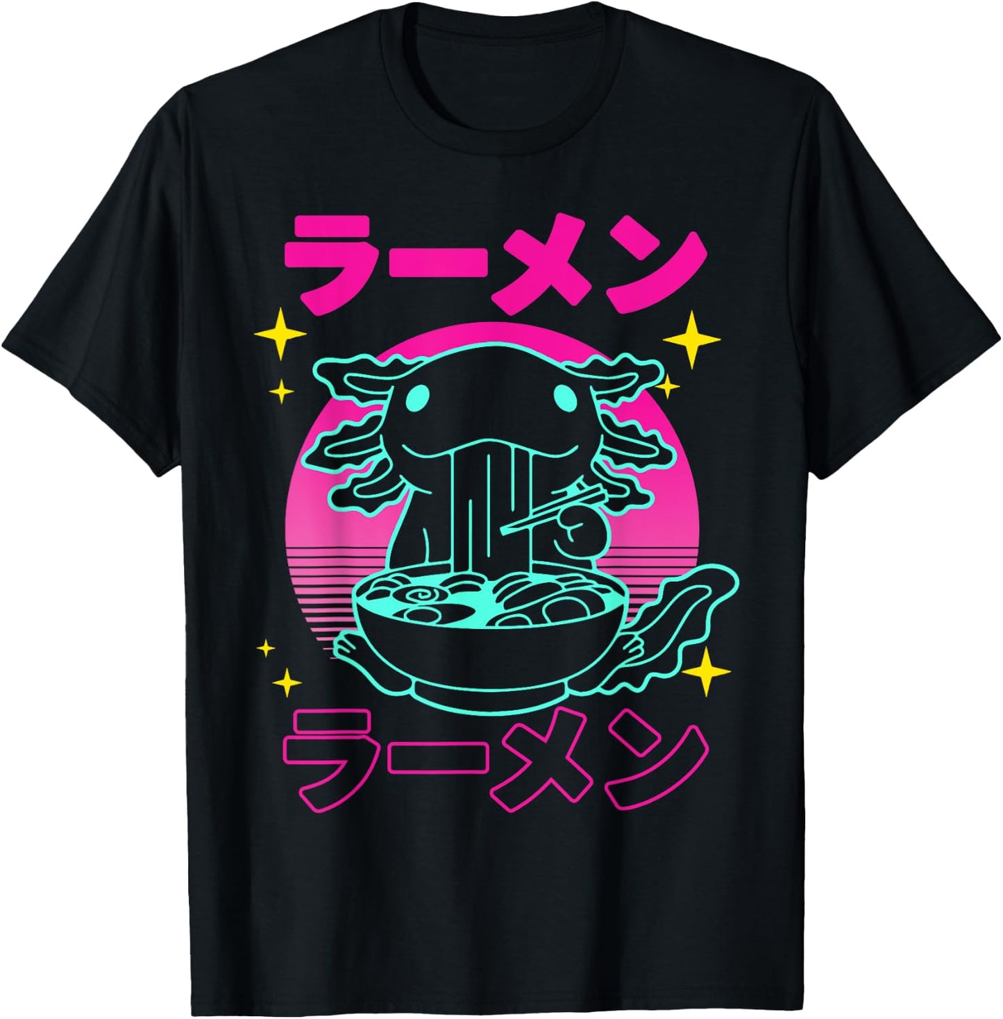 Kawaii Axolotl Ramen Japanese Funny Axolotl Anime Boys Teens T-Shirt - T-Shirt | Black
