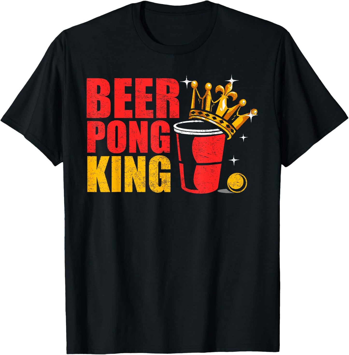 Vintage Beer Pong King Beer Pong Champion Drinking Games T-Shirt - T-Shirt | Black