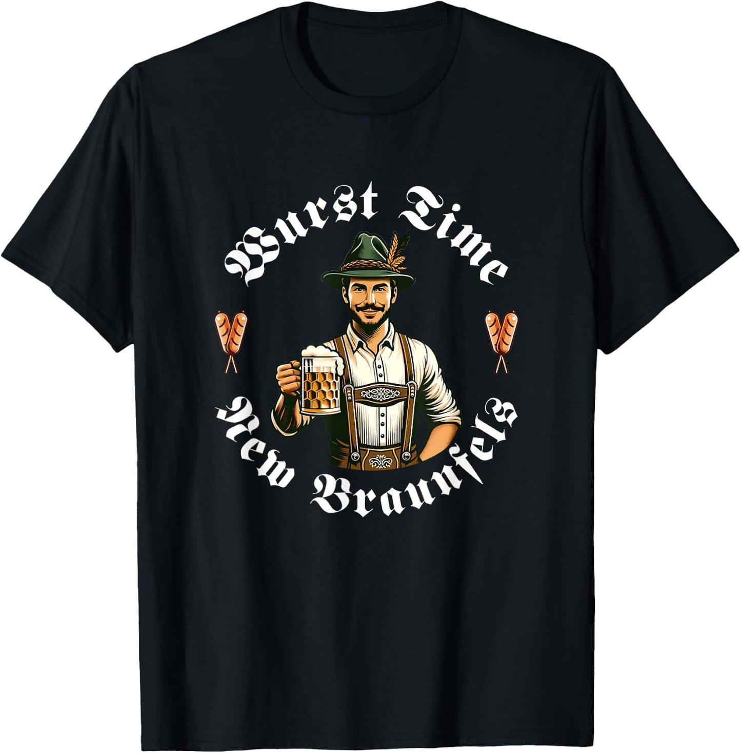 Wurst Time New Braunfels German Wurst Festival Funny T-Shirt - T-Shirt | Black