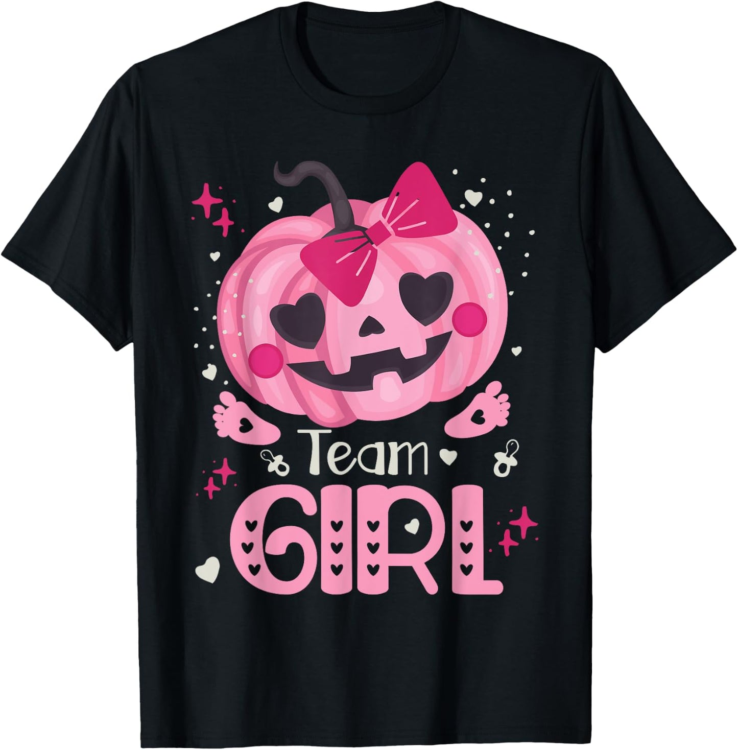 Team Girl Pumpkin Halloween Baby Gender Reveal Party T-Shirt - T-Shirt | Black