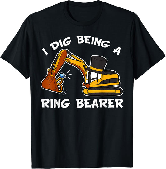 Ring Bearer Wedding Reception Groom Toddler Tractor Gift T-Shirt - T-Shirt | Black