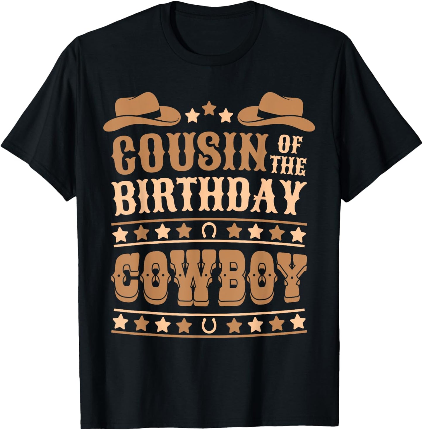 Cousin Of The Birthday Cowboy Cute Western Bday Boy Birthday T-Shirt - T-Shirt | Black