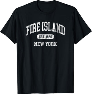 Fire Island New York Souvenir Retro Preppy Throwback Vintage T-Shirt - T-Shirt | Black