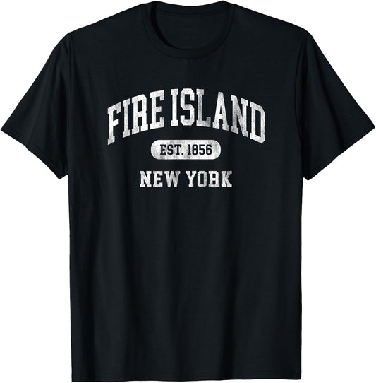 Fire Island New York Souvenir Retro Preppy Throwback Vintage T-Shirt - T-Shirt | Black
