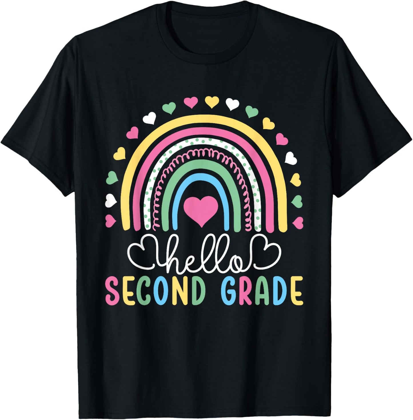 Hello 2nd Second Grade Teacher Women Girl Kids T-Shirt - T-Shirt | Black