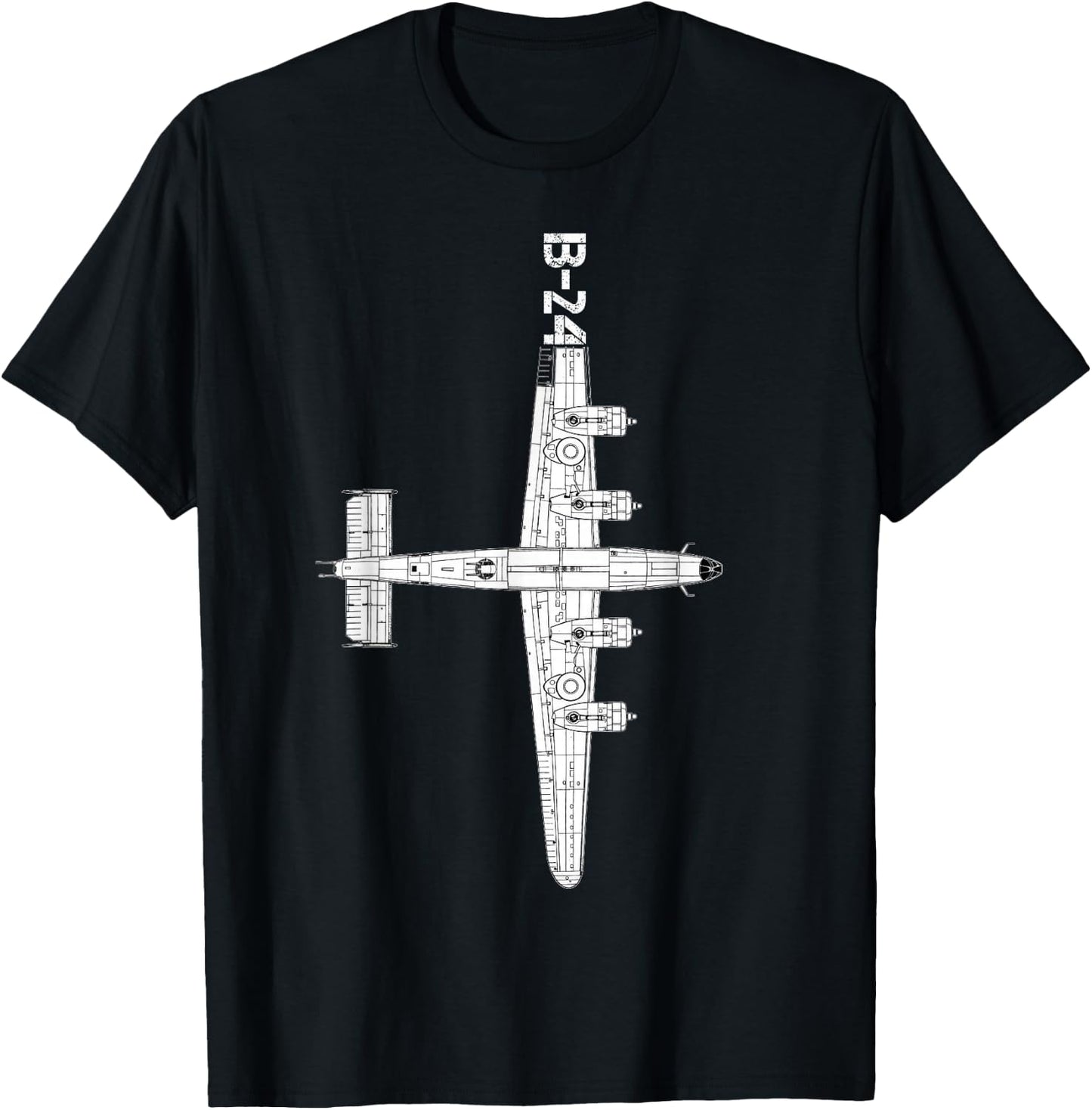 Consolidated B-24 Liberator Heavy Bomber WW2 Airplane T-Shirt - T-Shirt | Black