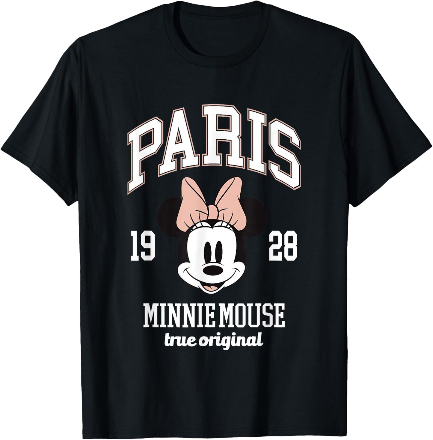 Disney Minnie Mouse True Original Paris 1928 Big Chest Logo T-Shirt - T-Shirt | Black