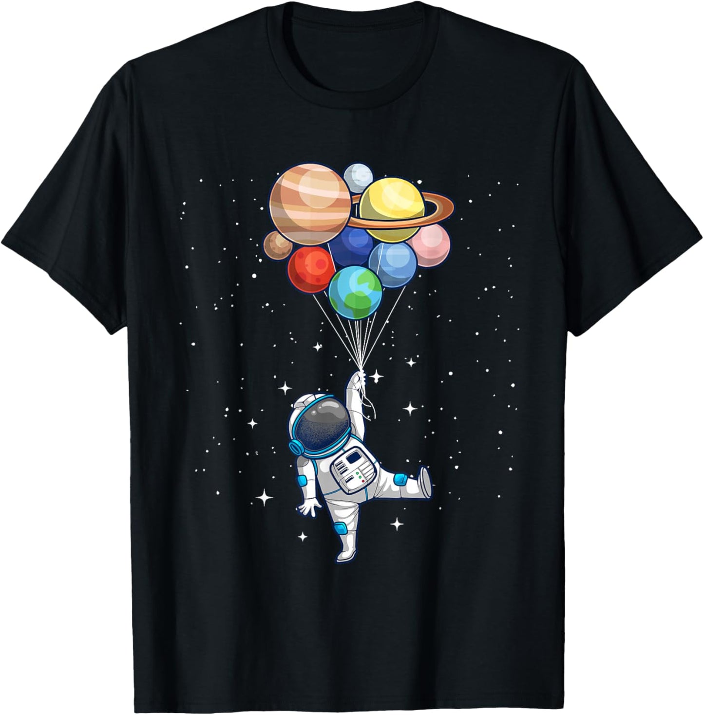 Space Themed Women Outer Space Moon Galaxy Astronaut T-Shirt - T-Shirt | Black