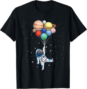 Space Themed Women Outer Space Moon Galaxy Astronaut T-Shirt - T-Shirt | Black