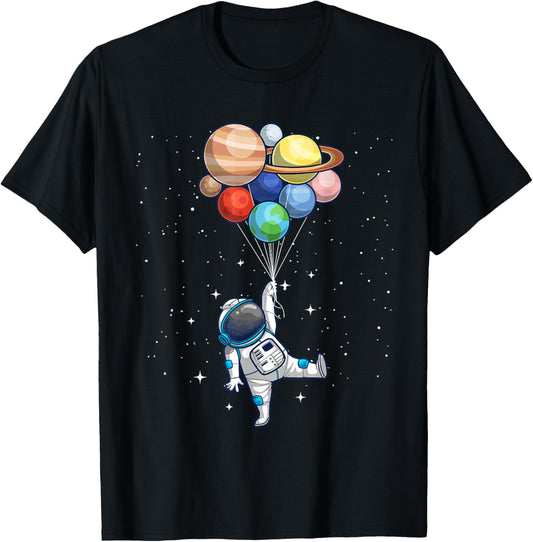 Space Themed Women Outer Space Moon Galaxy Astronaut T-Shirt - T-Shirt | Black