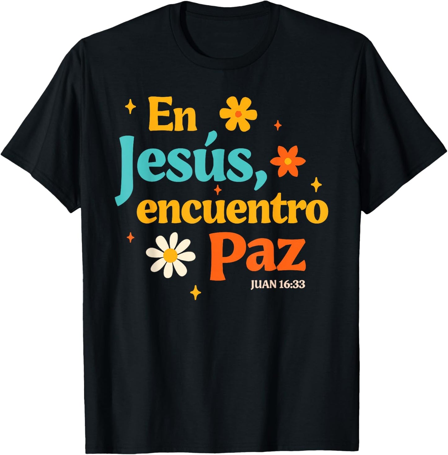 Spanish Jesus God Lover Religious En Jesus Encuentro Paz T-Shirt - T-Shirt | Black