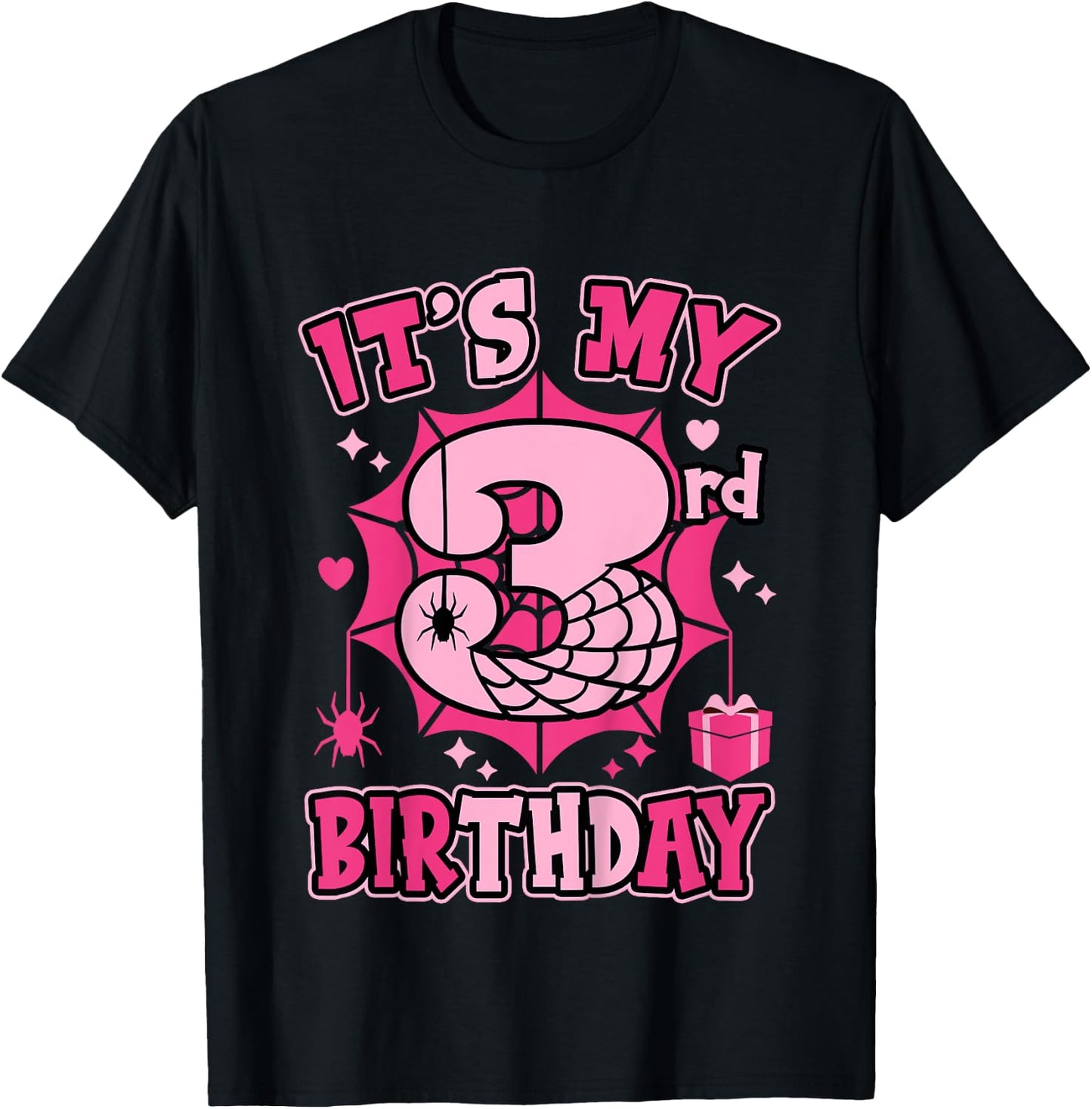 Kids It's My 3rd Birthday Spider Girl Costume Party 3 Year Old T-Shirt - T-Shirt | Black