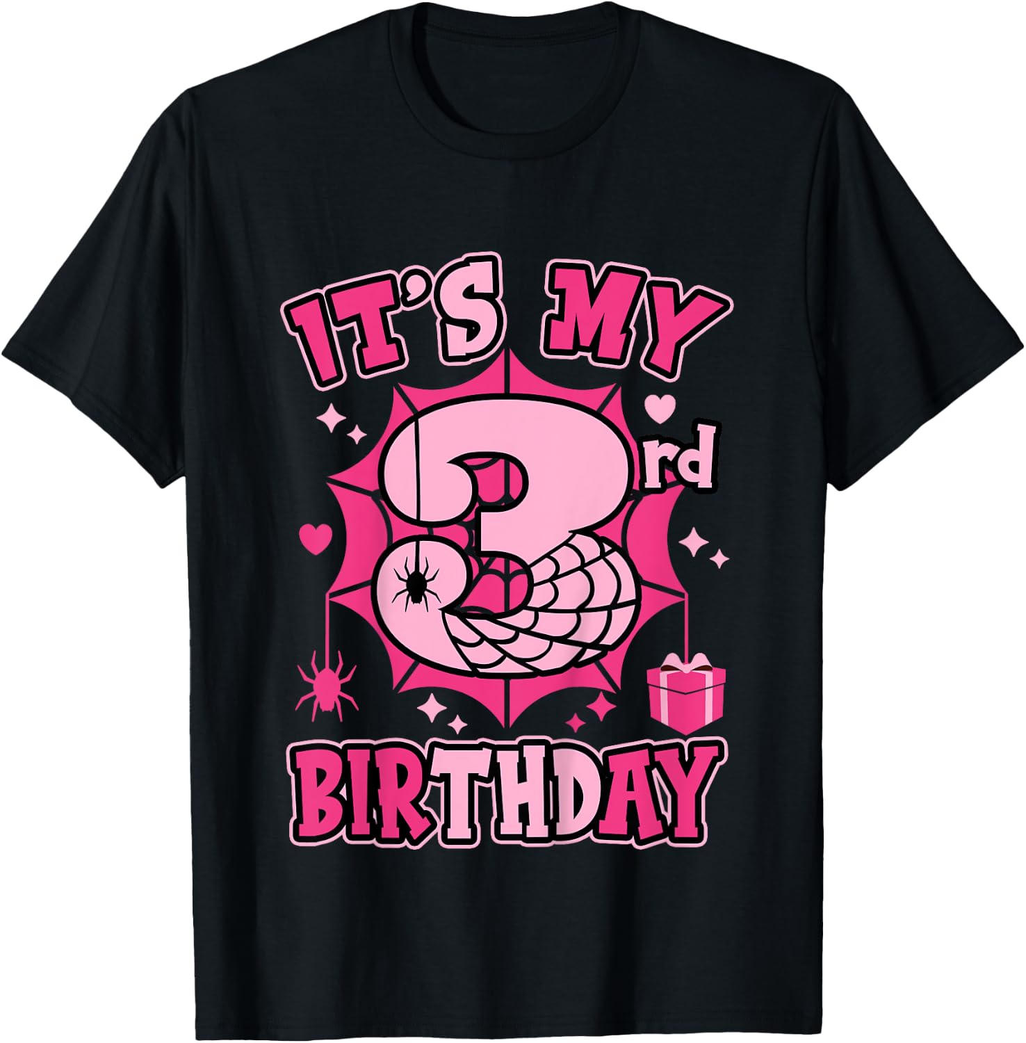 Kids It's My 3rd Birthday Spider Girl Costume Party 3 Year Old T-Shirt - T-Shirt | Black