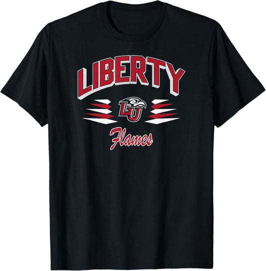Liberty Flames Retro Diamond Navy Officially Licensed T-Shirt - T-Shirt | Black