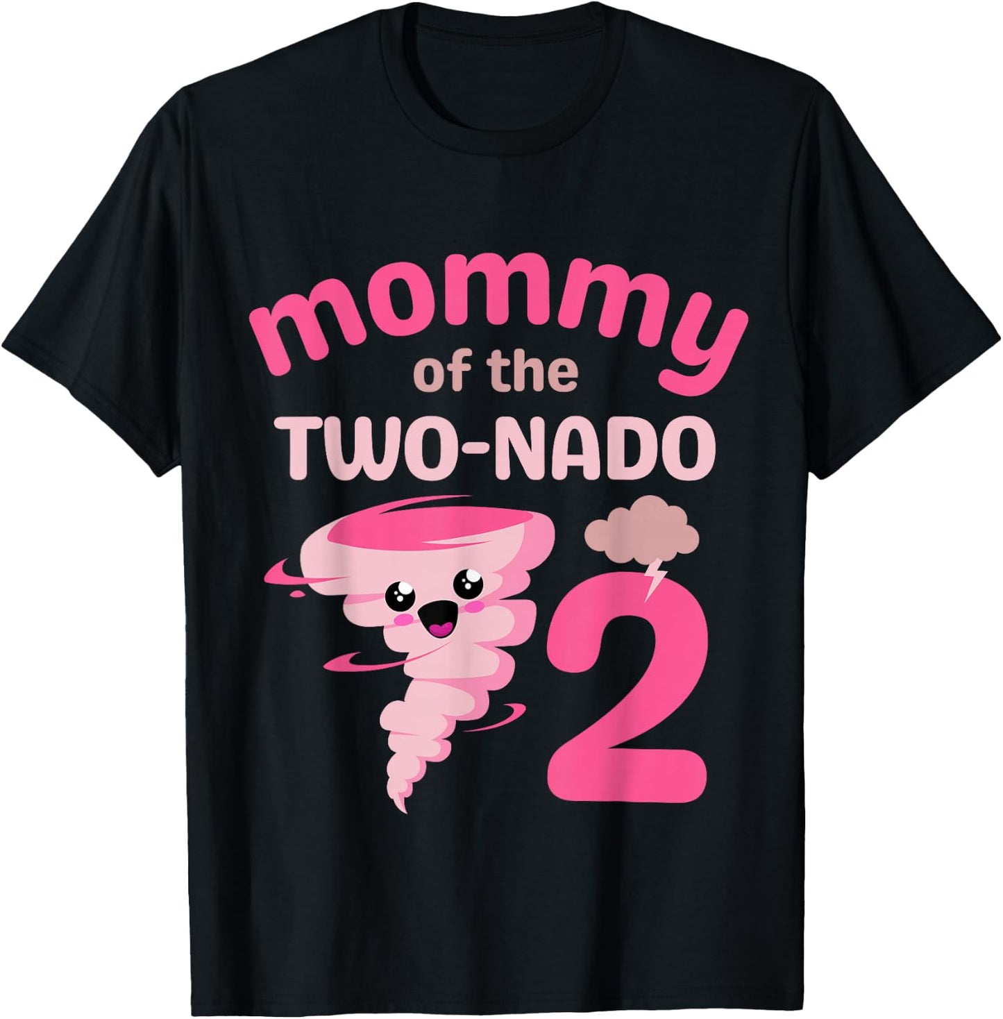 Mommy of the Two-nado Tornado Theme 2nd Birthday Party Kids T-Shirt - T-Shirt | Black