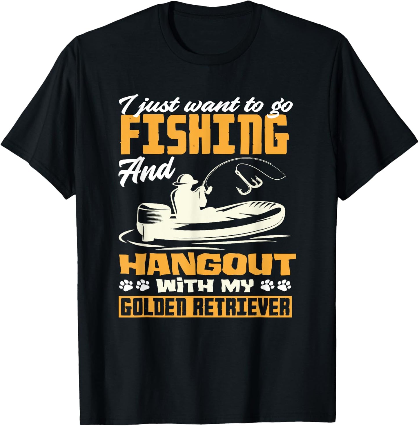 Fishing Golden Retriever Fisherman Dog Lover Dad Father T-Shirt - T-Shirt | Black