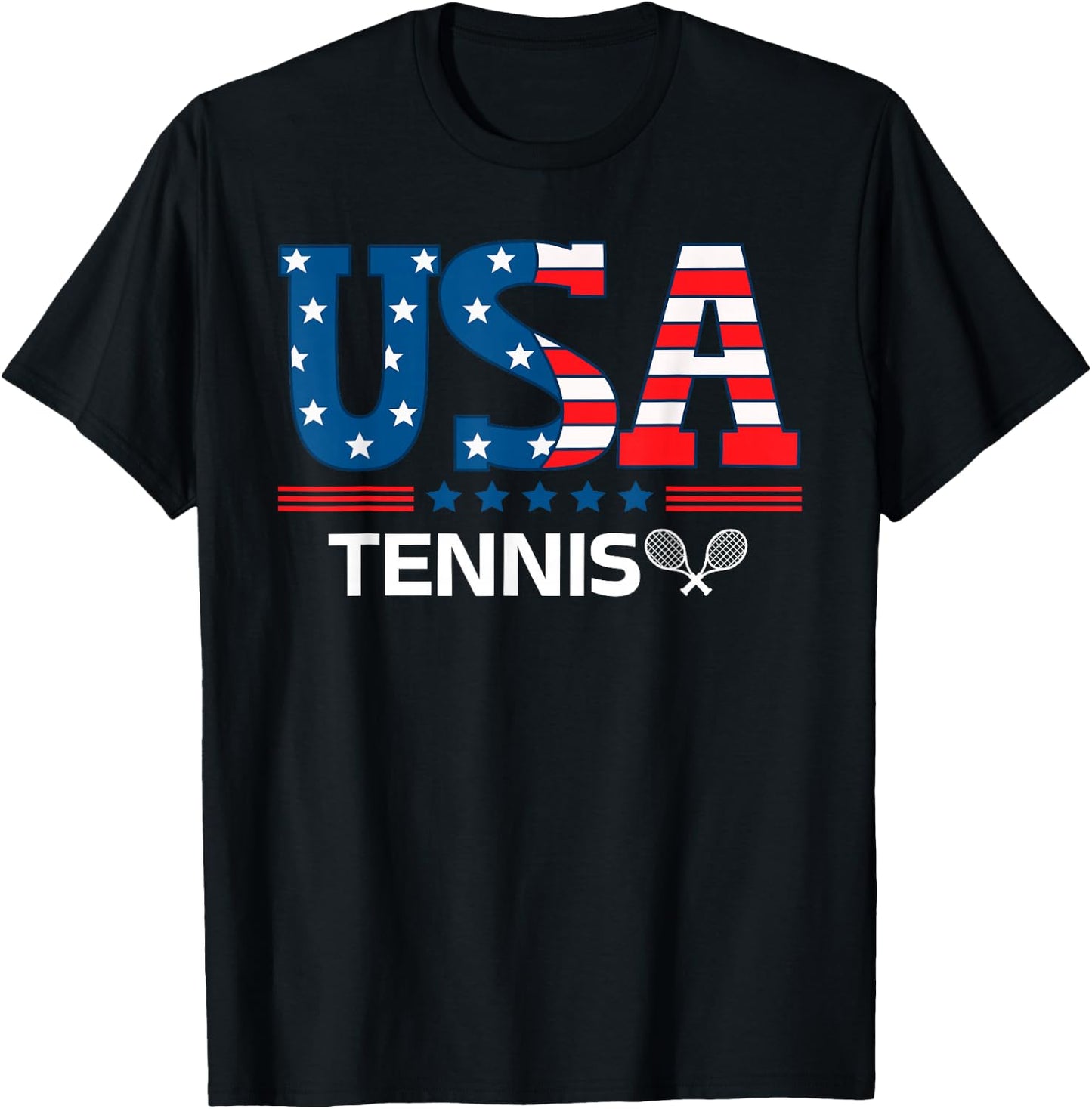Tennis United States Flag Tennis USA Sport Tennis T-Shirt - T-Shirt | Black