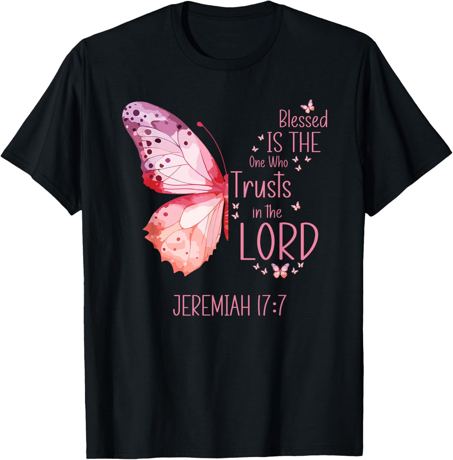 Christian Butterfly Inspirational Bible Verse T-Shirt - T-Shirt | Black