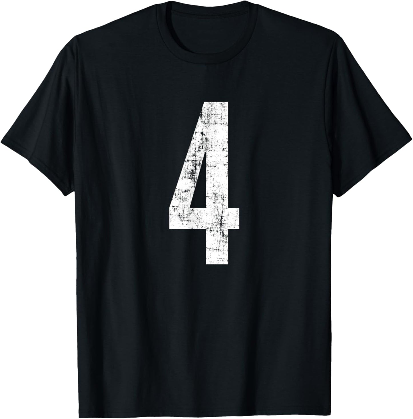 Number 4 Four Distressed Vintage Sport Team Player's T-Shirt - T-Shirt | Black