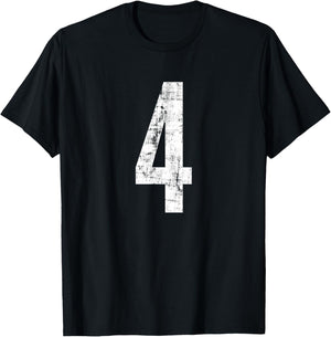 Number 4 Four Distressed Vintage Sport Team Player's T-Shirt - T-Shirt | Black