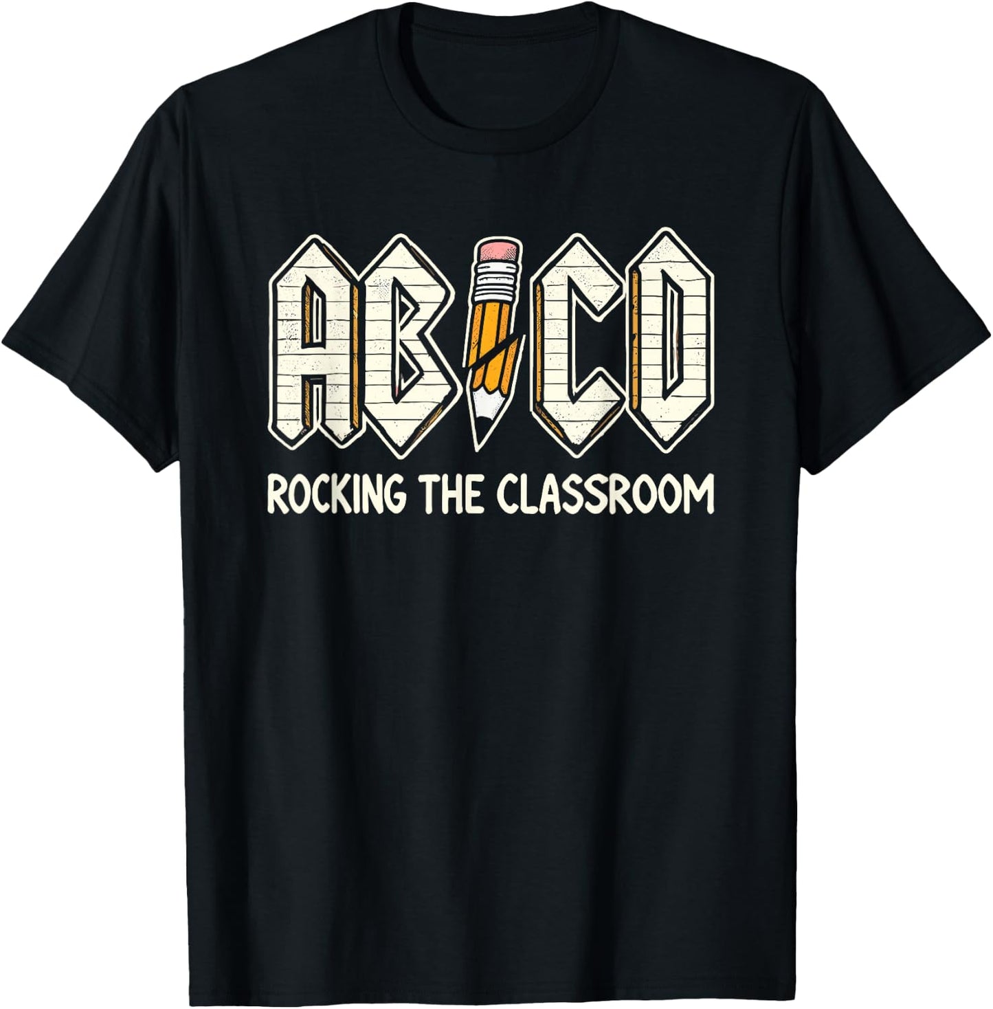 Retro ABCD Teacher Novelty Funny Back to School Teacher T-Shirt - T-Shirt | Black