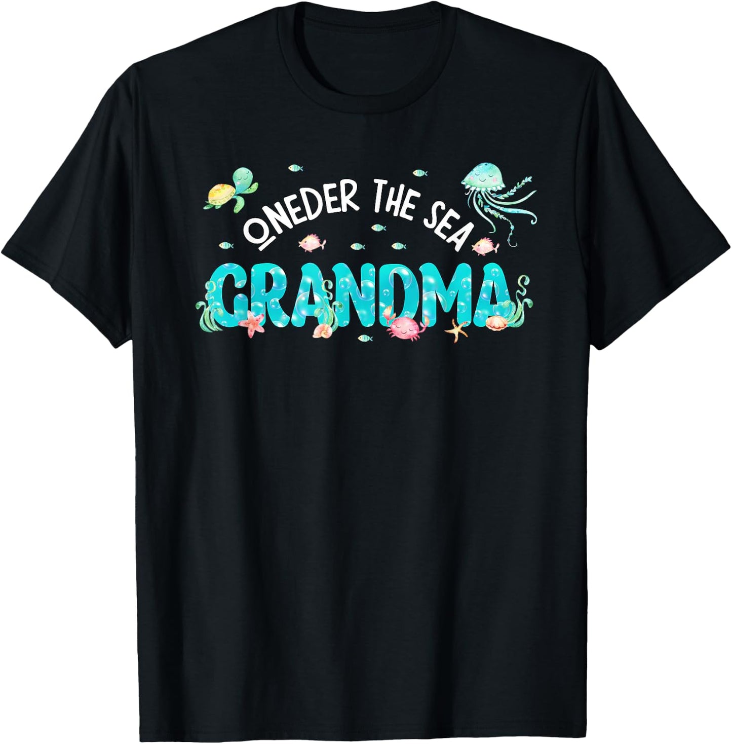 Under Sea Grandma Birthday Girl Boy Matching Family Party T-Shirt - T-Shirt | Black
