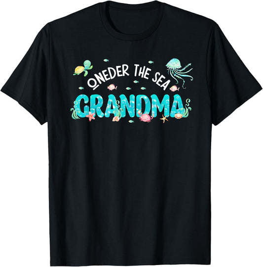 Under Sea Grandma Birthday Girl Boy Matching Family Party T-Shirt - T-Shirt | Black
