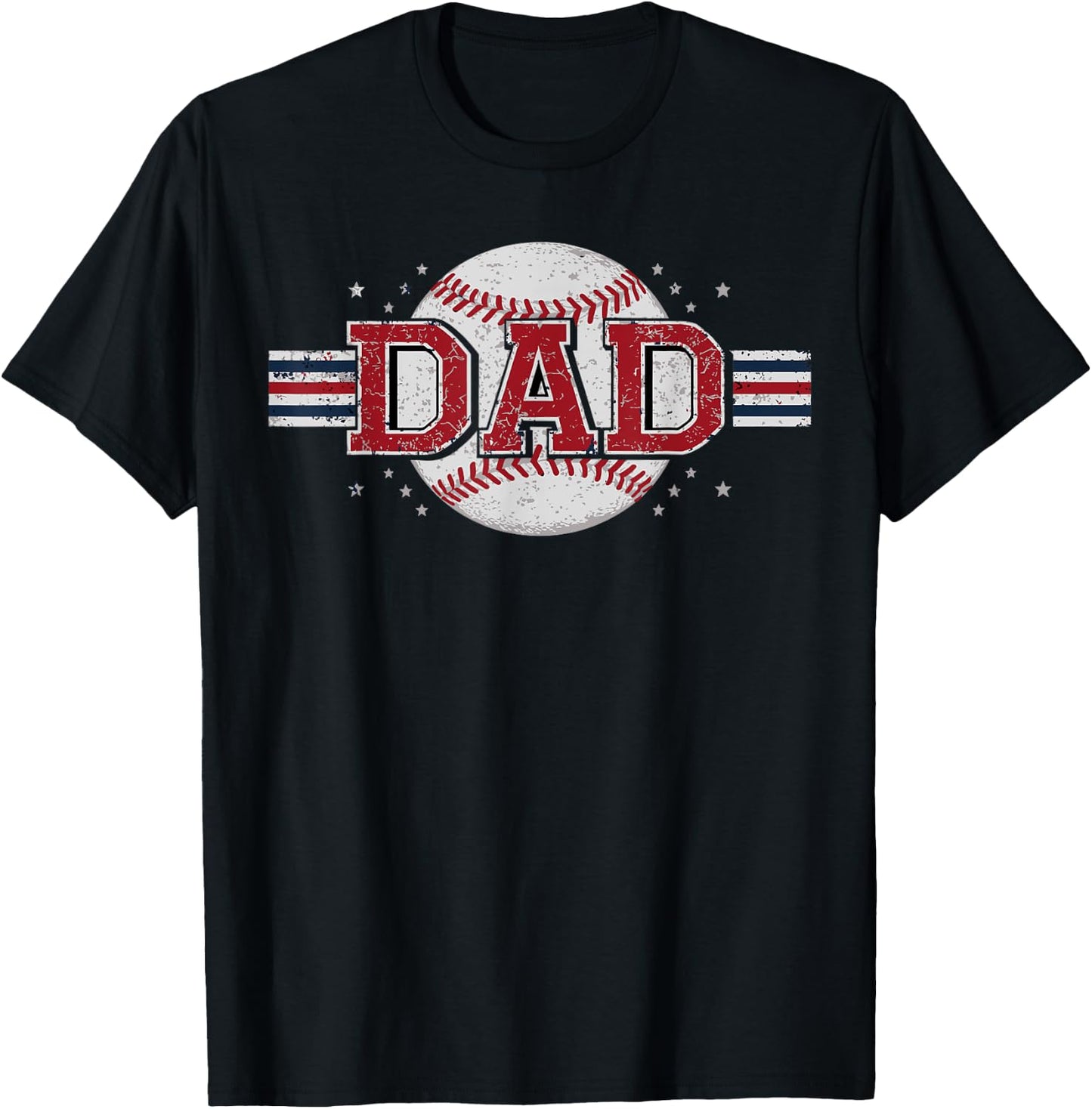 Dad Baseball Design for Sports Loving Father Retro Baseball T-Shirt - T-Shirt | Black