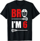 6th Birthday Shirt Boy Bro I'm 6 Year Old Lacrosse Theme T-Shirt - T-Shirt | Black