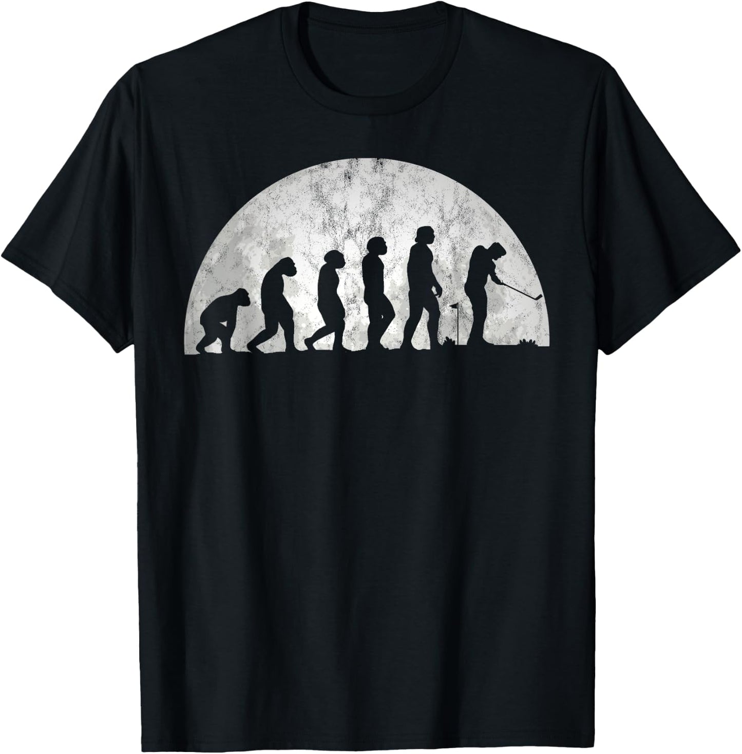 Golf Evolution - Evolution Of Man Golfing T-Shirt - T-Shirt | Black