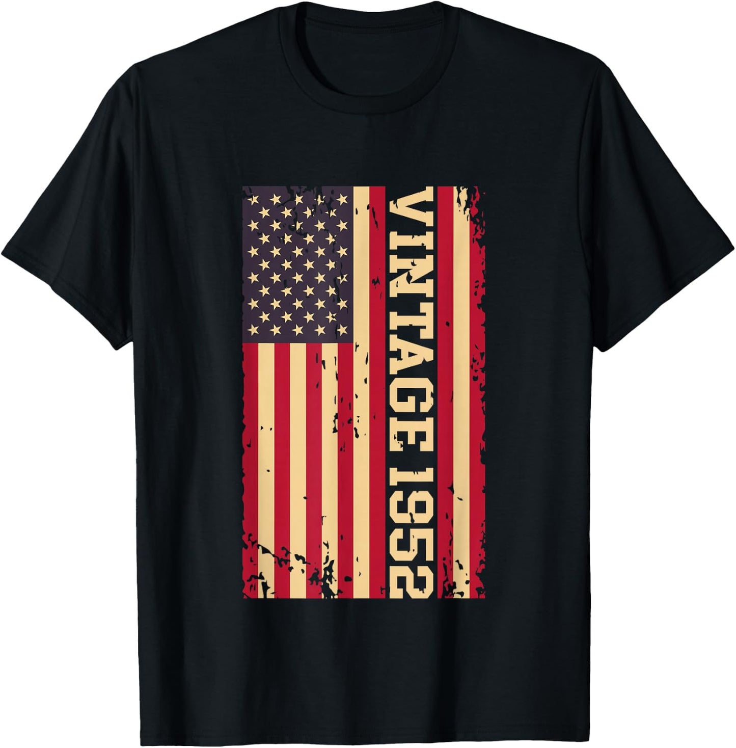 1952 Vintage 74th Birthday 74 Years Old American USA Flag T-Shirt - T-Shirt | Black