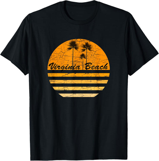 Virginia Beach Vintage Retro 70s Throwback Surf T-Shirt - T-Shirt | Black