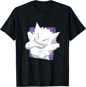 Pokémon Gengar Mischievous Face Tongue Out Vintage T-Shirt - T-Shirt | Black