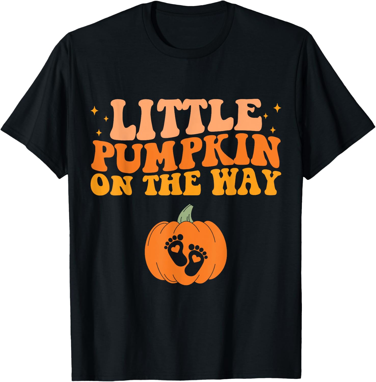 Little Pumpkin On The Way Halloween Pregnancy Announcement T-Shirt - T-Shirt | Black