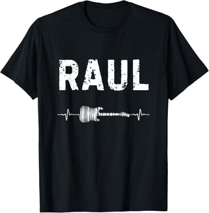 Raul Guitar Heartbeat Music Guitarist Retro Vintage T-Shirt - T-Shirt | Black