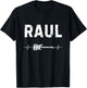 Raul Guitar Heartbeat Music Guitarist Retro Vintage T-Shirt - T-Shirt | Black