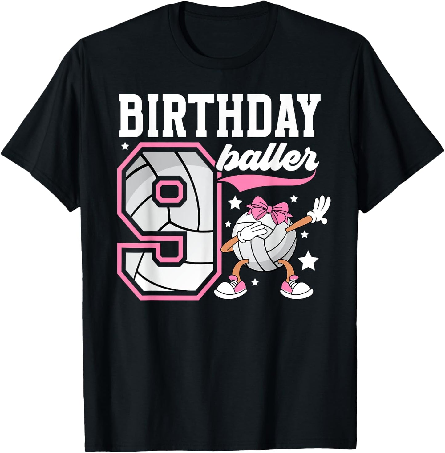 9th Birthday Volleyball Girl Nine Year Old Volleyball Player T-Shirt - T-Shirt | Black