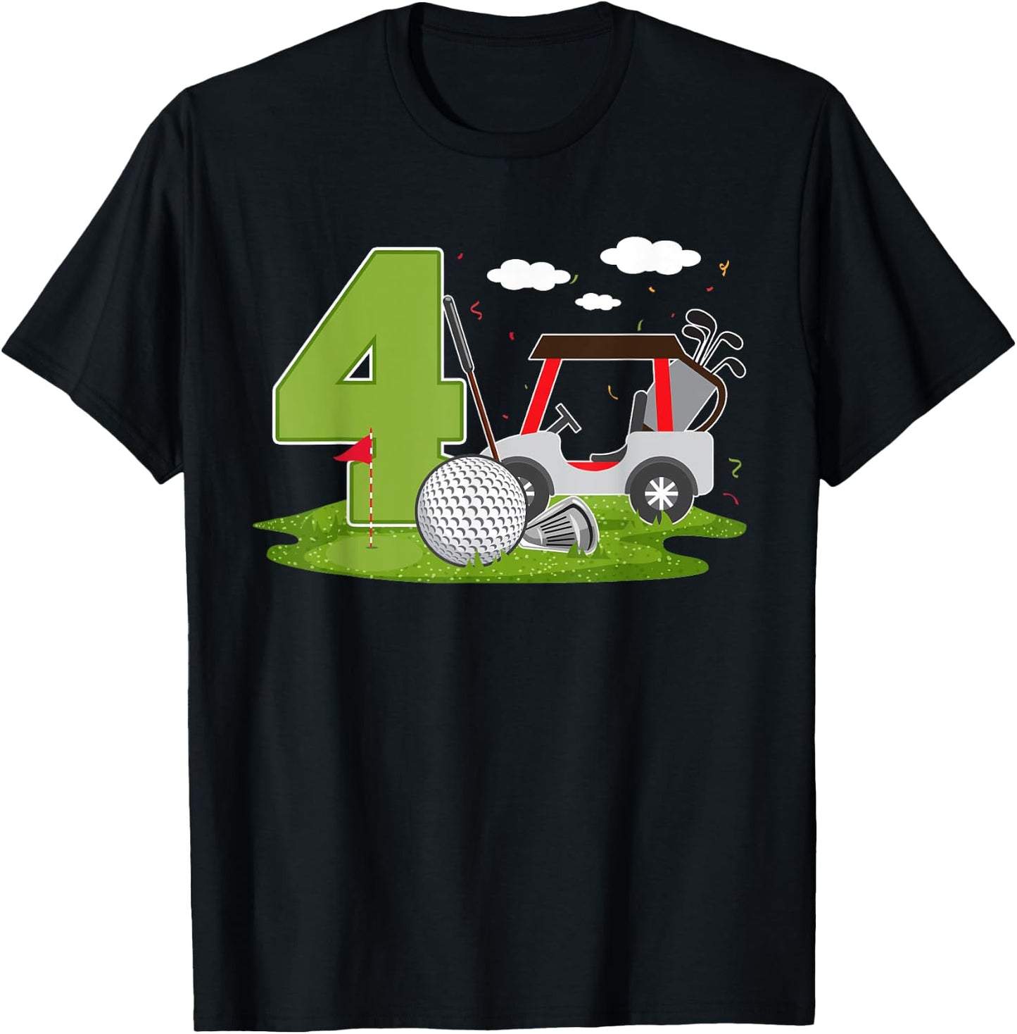 4th Birthday Golf 4 Years Old Birthday Party Golfer T-Shirt - T-Shirt | Black