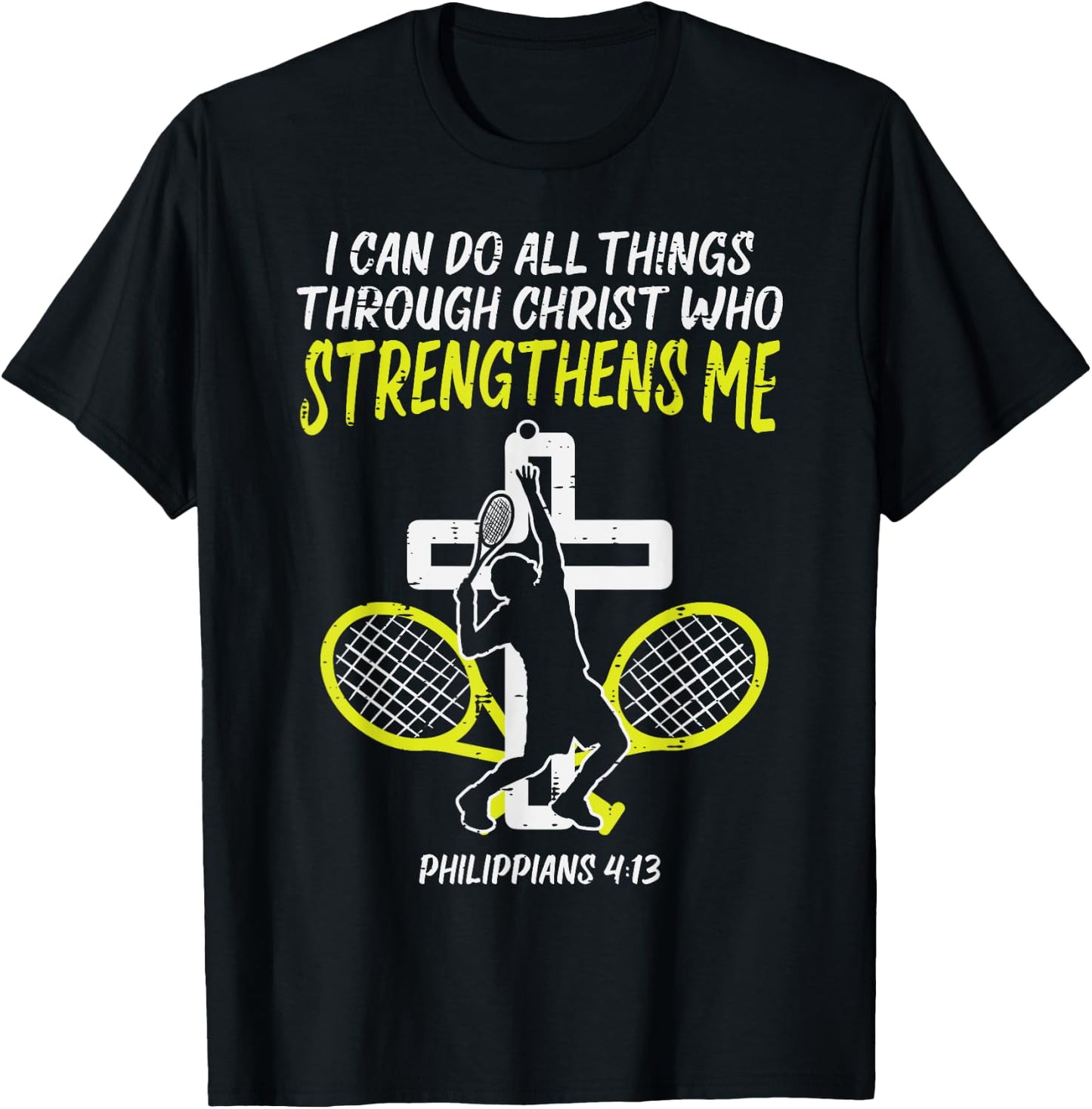 Can Do All Things Tennis God Jesus Christian Men Women Kids T-Shirt - T-Shirt | Black