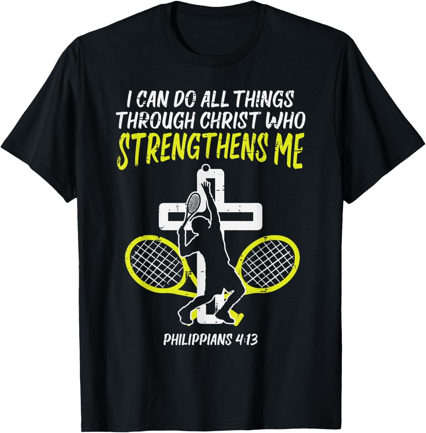 Can Do All Things Tennis God Jesus Christian Men Women Kids T-Shirt - T-Shirt | Black