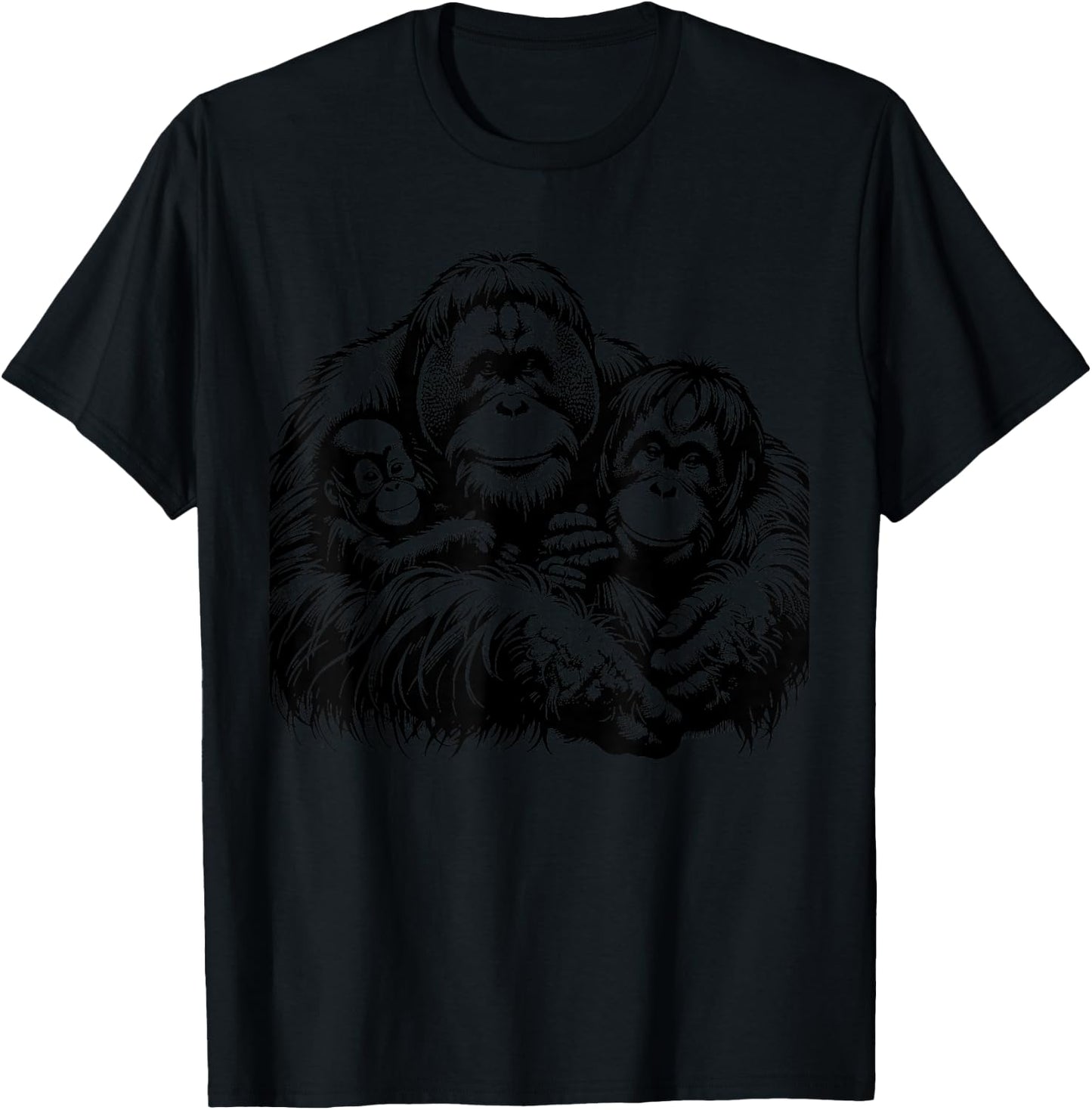 Vintage Orangutan Primate monkey adorable family funny T-Shirt - T-Shirt | Black