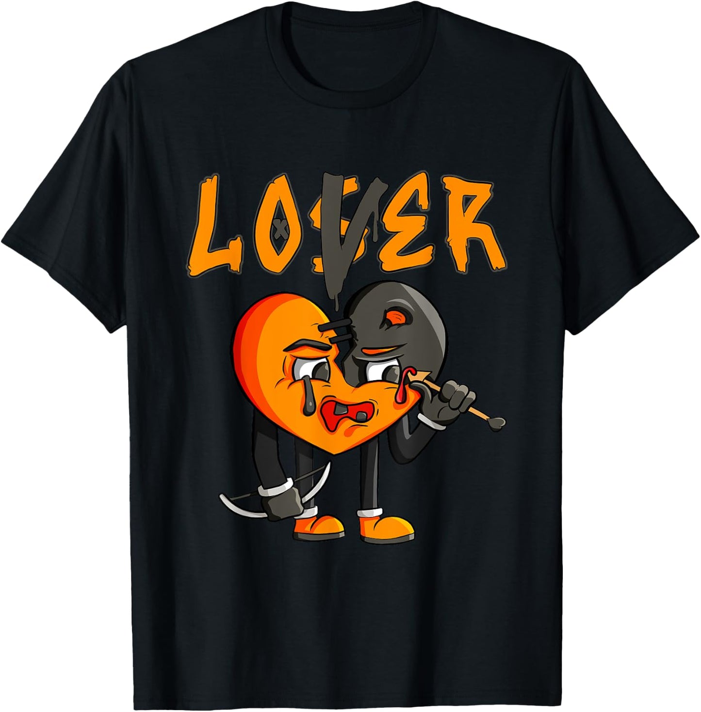 Graphic Orange Women Matching Loser Lover Drip T-Shirt - T-Shirt | Black