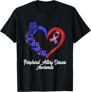 Peripheral Artery Disease Awareness Heart PAD Awareness T-Shirt - T-Shirt | Black