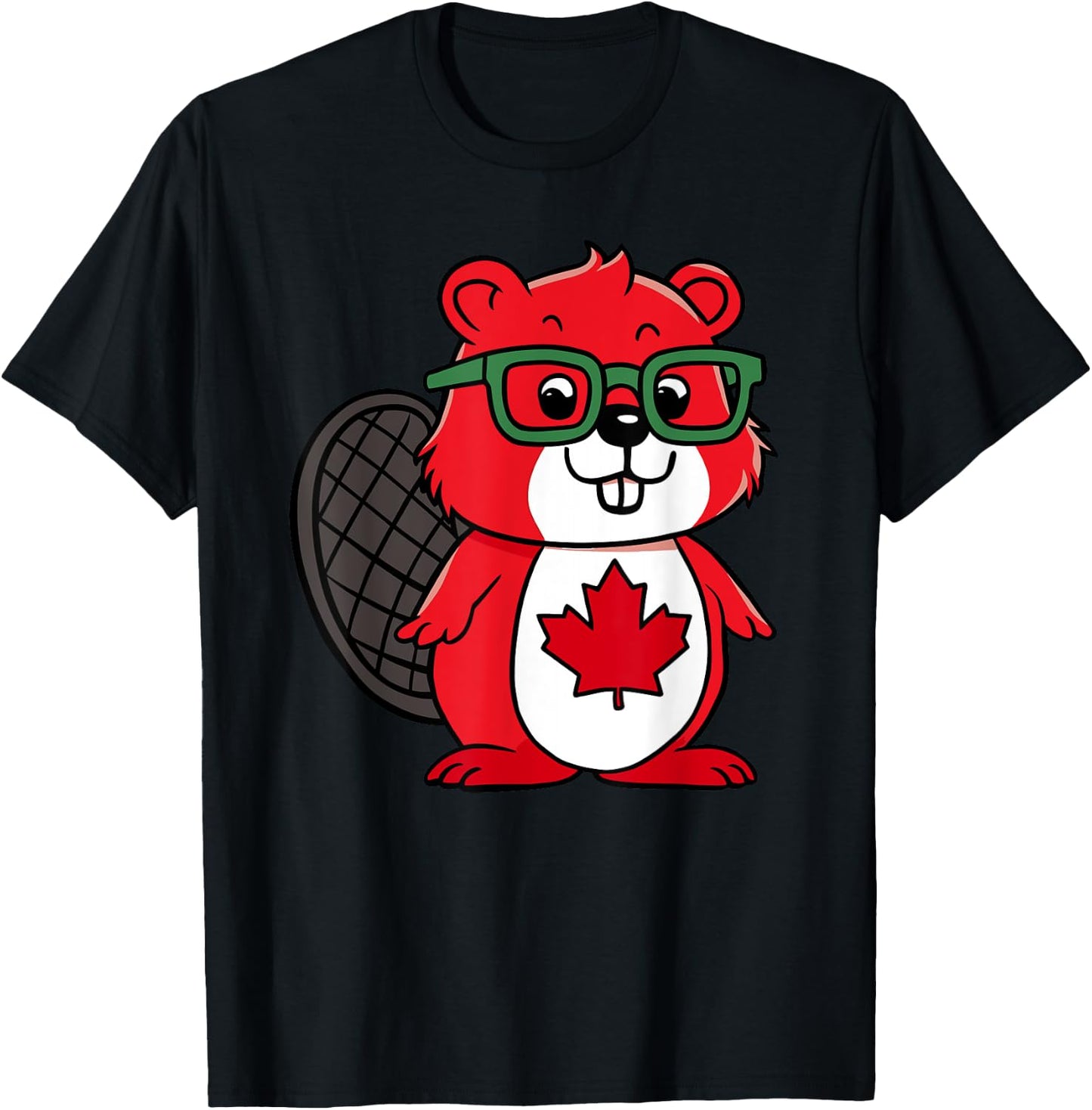 Funny Red Beaver Kids Toddler Canada Flag T-Shirt - T-Shirt | Black