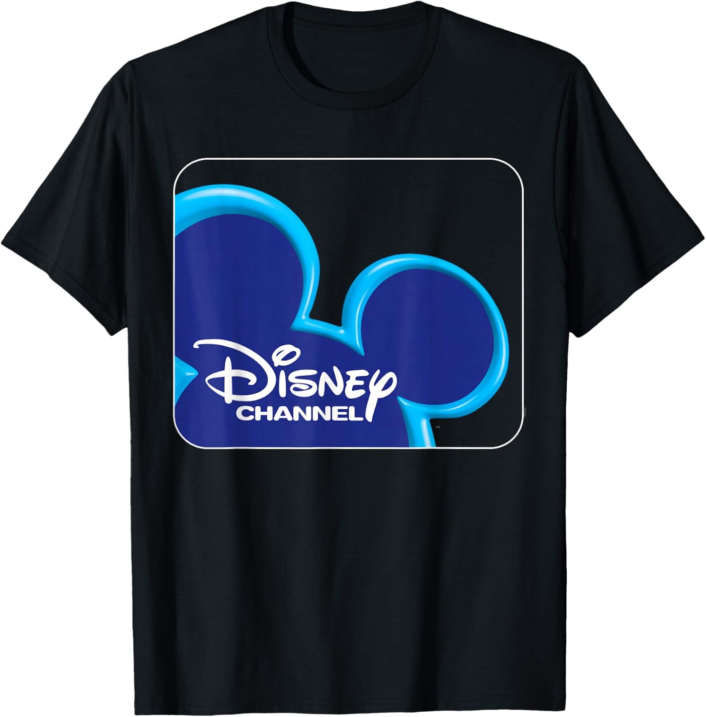 Disney Channel Official Mickey Mouse Blue Retro 2000s Logo T-Shirt - T-Shirt | Black