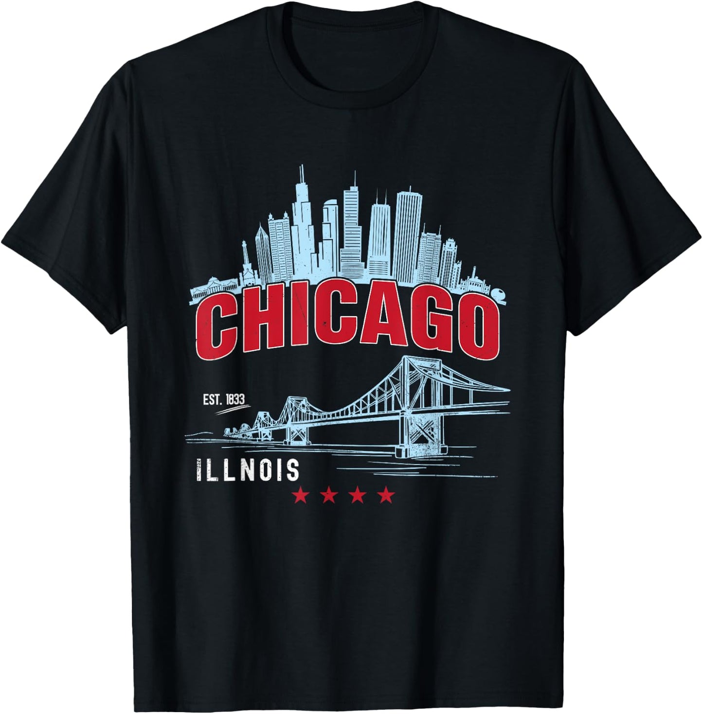 The Windy City | Vintage Chicago Illinois est. 1833 T-Shirt - T-Shirt | Black