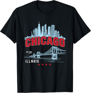 The Windy City | Vintage Chicago Illinois est. 1833 T-Shirt - T-Shirt | Black