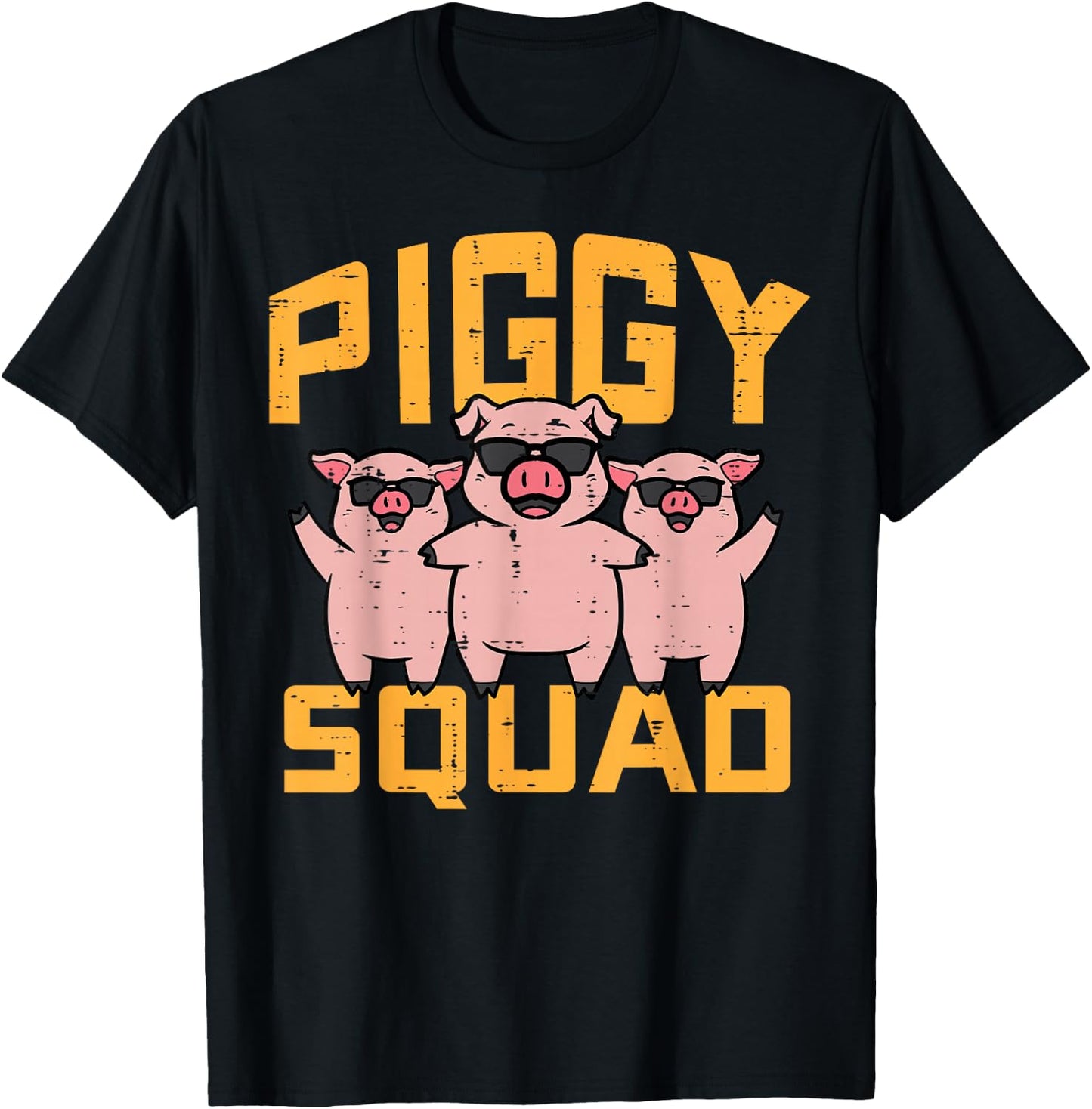 Pig Lover Piggy Squad Hog Farmer Crew Swine Women Men Kids T-Shirt - T-Shirt | Black