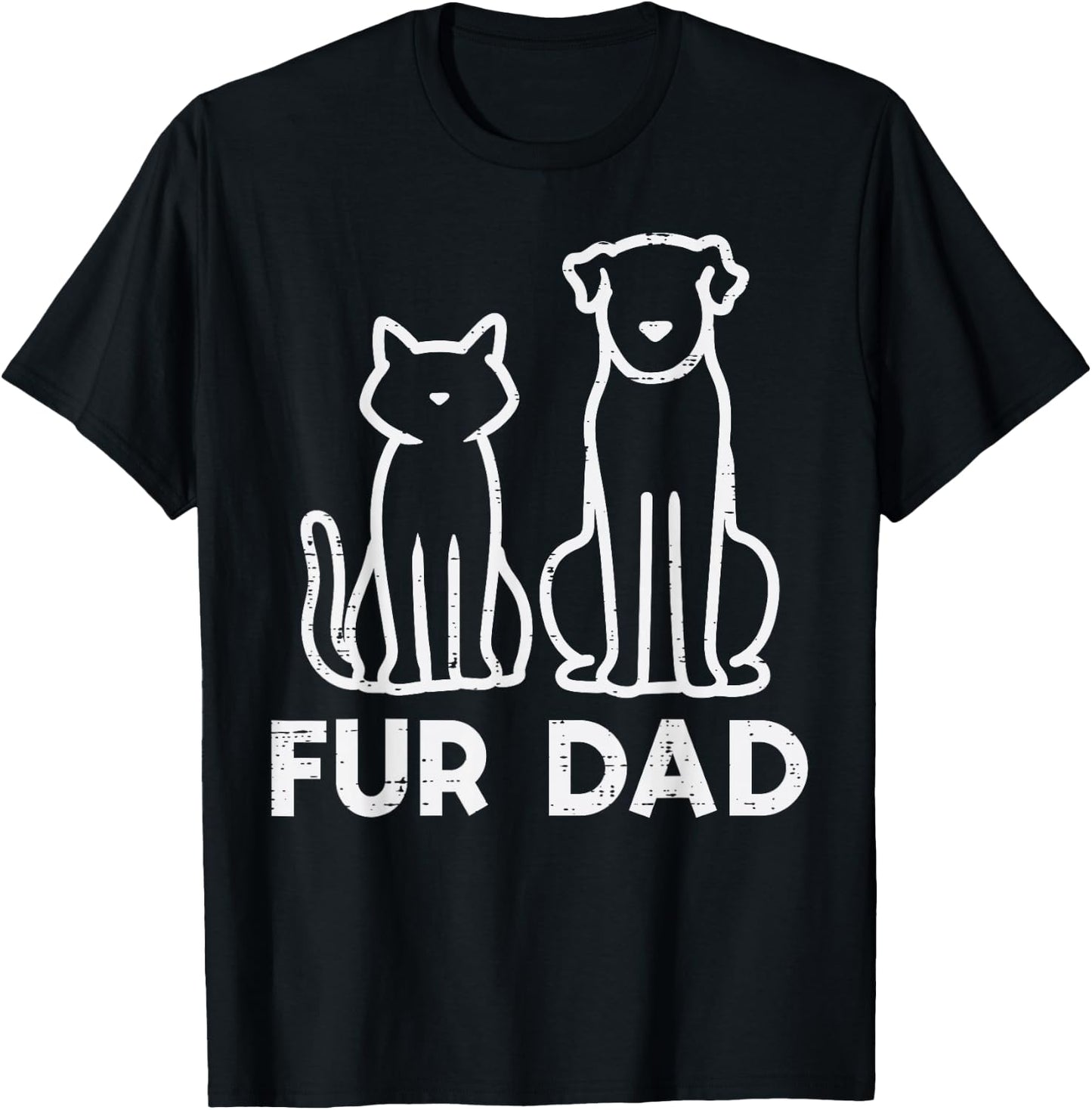 Fathers Day Fur Dad Cat Dog Cute Paw Daddy Papa Dada Pet Men T-Shirt - T-Shirt | Black