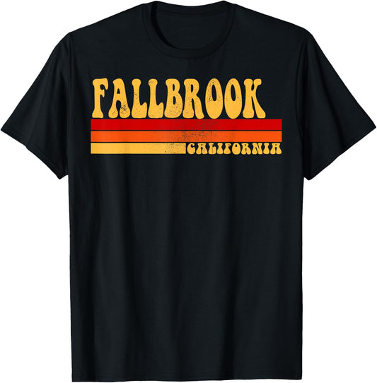 FALLBROOK California City Vintage Roots Retro Design 70s 80s T-Shirt - T-Shirt | Black
